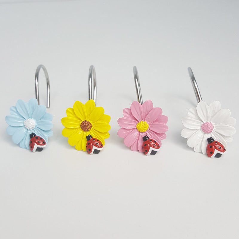 Ladybug with Flowers Shower Curtain Hooks
