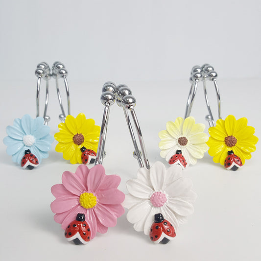 Ladybug with Flowers Shower Curtain Hooks