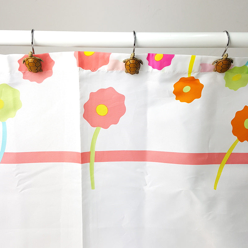 12Pcs Vintage Yellow Sea Turtle Shower Curtain Hooks Rings