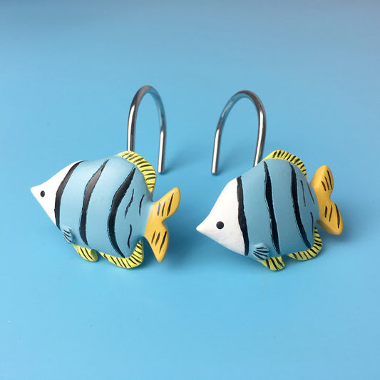 Blue Tropical Fish Shower Curtain Hooks