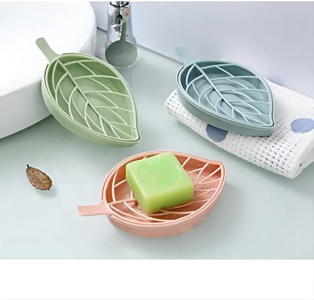 3 Color Pieces Leaf Shape Soap Dish