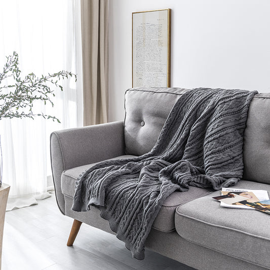 Couverture de jet de canapé Sherpa 4 saisons en tricot torsadé