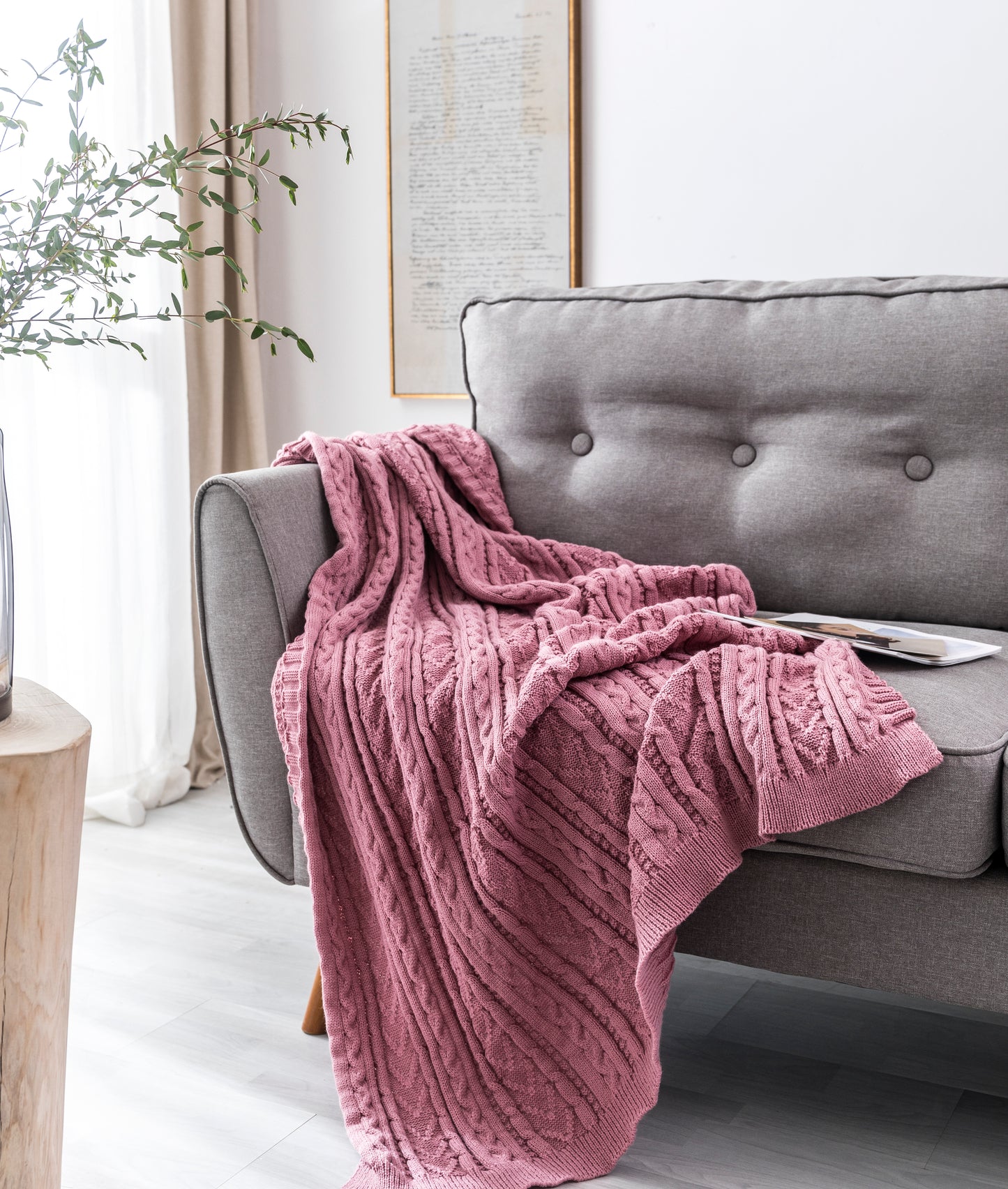 Couverture de jet de canapé Sherpa 4 saisons en tricot torsadé