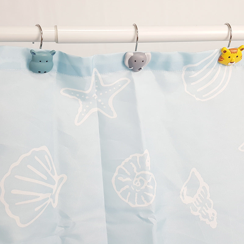 12Pcs Kids Cartoon Animal Shower Curtain Hooks Hippo Tiger Elephant 3 Type Big Animals