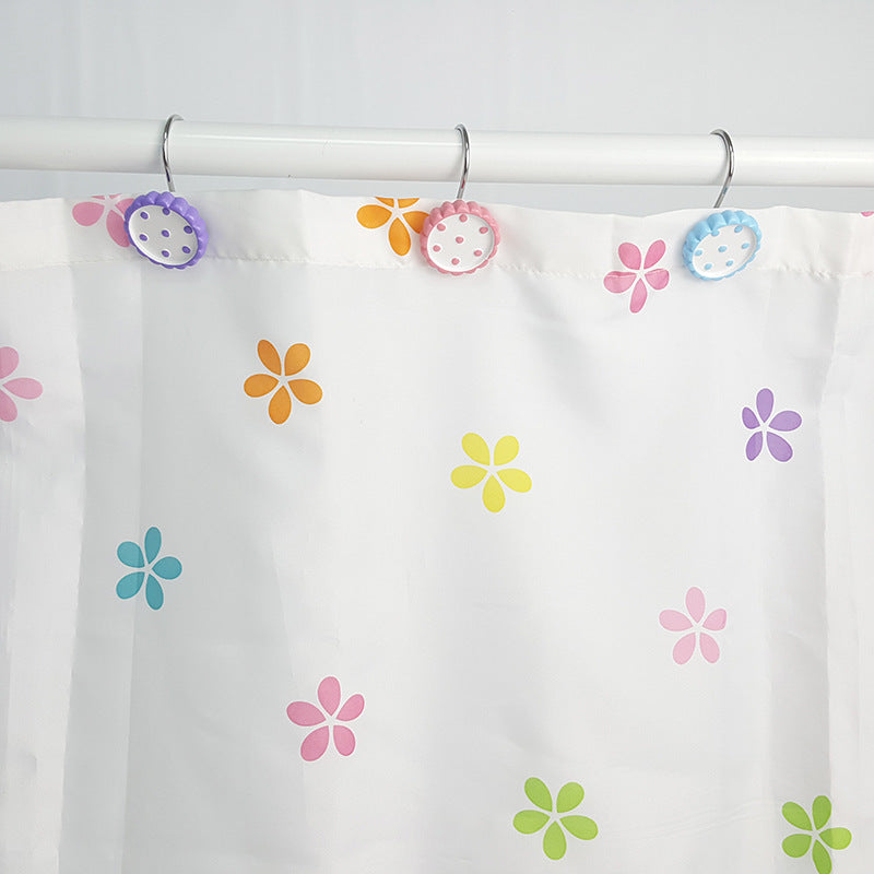 12Pcs Moss Rose Purslane Grandiflora Shower Curtain Hooks Rings 3 Colors Blue Purple Pink