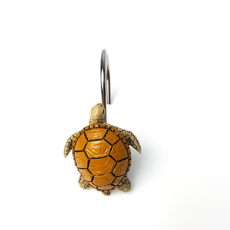12Pcs Vintage Yellow Sea Turtle Shower Curtain Hooks Rings