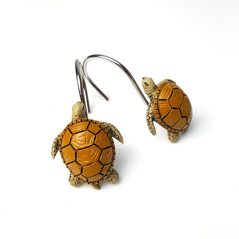 12Pcs Vintage Yellow Sea Turtle Shower Curtain Hooks Rings