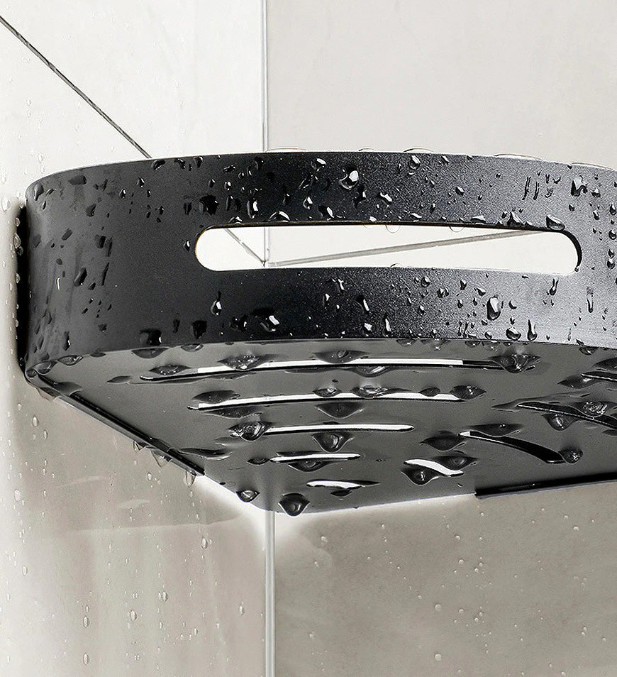 Stainless Steel Floating Corner Shower Caddy Shelf with Hooks