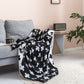 Lightweight Black and White Swiss Cross Pattern 100% Cotton Knit Throw Blanket