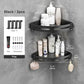 2 Pack - Black - Stainless Steel Floating Corner Shower Caddy Shelf with Hooks