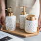 White Terrazzo Look Ceramic Soap Dispenser