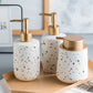 White Terrazzo Look Ceramic Soap Dispenser