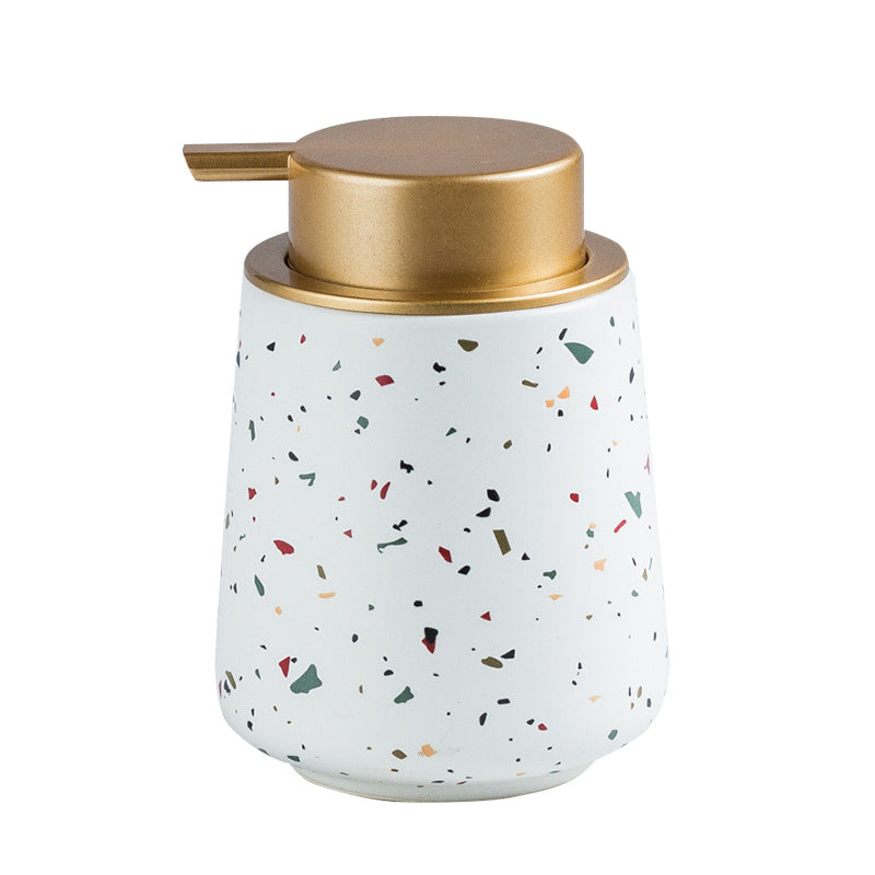 White Terrazzo Look Ceramic Soap Dispenser