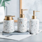 White Terrazzo Look Ceramic Soap Dispenser