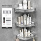 3 Pack - Silver - Stainless Steel Floating Corner Shower Caddy Shelf with Hooks