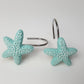 12Pcs Nautical Sea Creatures Teal Starfish Shower Curtain Hooks Rings