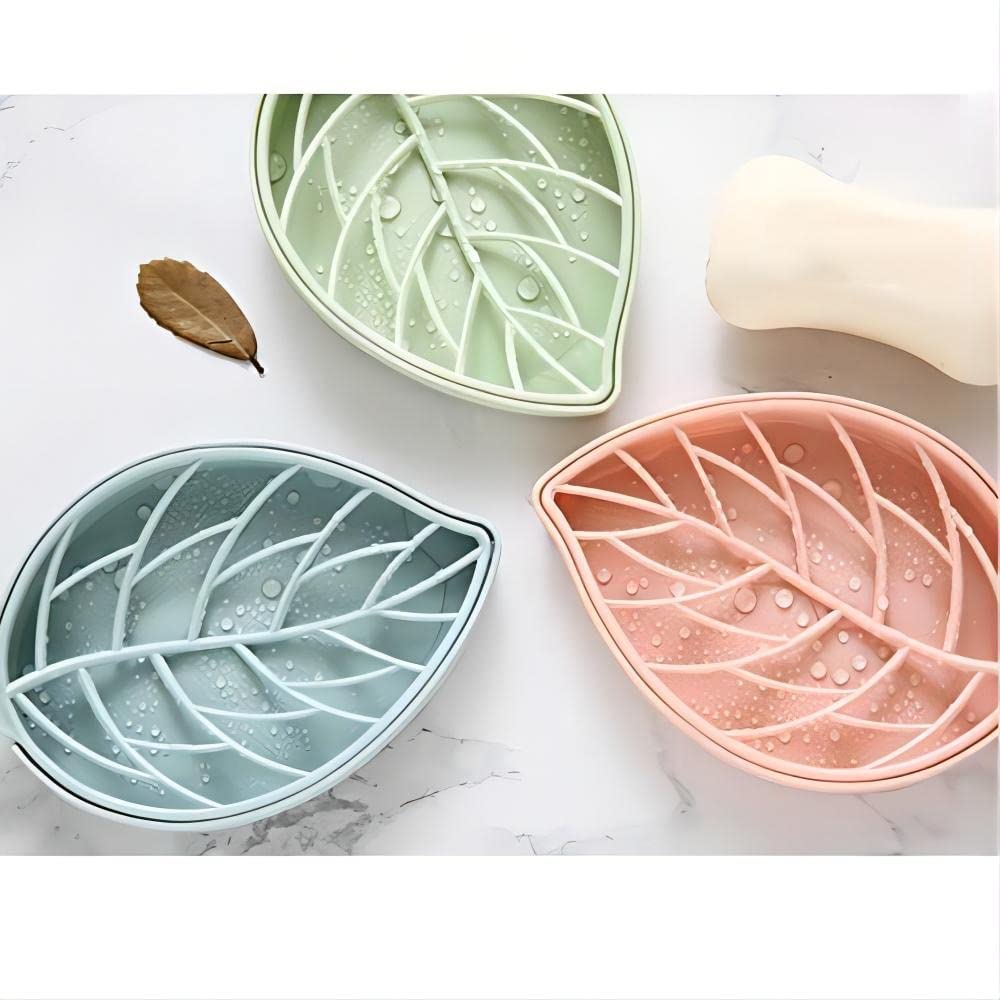 3 Color Pieces Leaf Shape Soap Dish