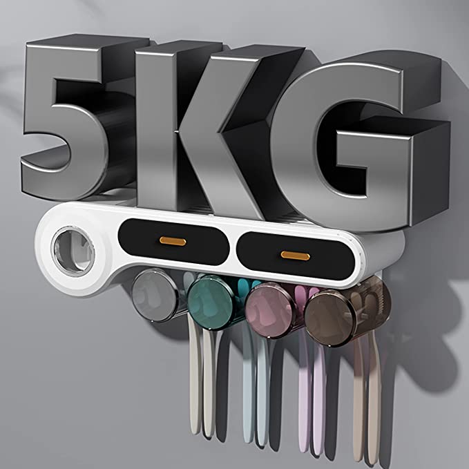 2/4 Cups Wall Mounted Toothbrush Holder with Squeezer and Drawer