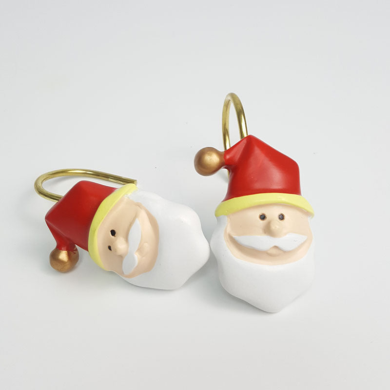 Christmas 12pcs Rings Ornaments Decoration Santa Shower Curtain Hooks