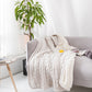 Beige Color Chunky Knit 2 Sides Acrylic Yarn Plush Soft Sherpa Throw Blanket