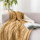 Yellow Color Chunky Knit 2 Sides Acrylic Yarn Plush Soft Sherpa Throw Blanket