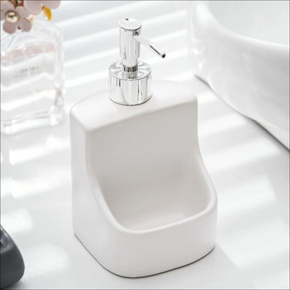 Multifunctional Ceramic Soap Dispenser with Sponge Brush Holder