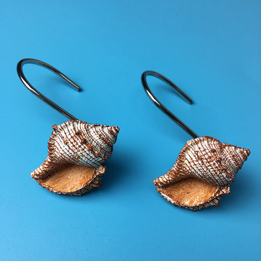 Rustic Conch Coastal 12pcs Rings Seashell Shower Curtain Hooks
