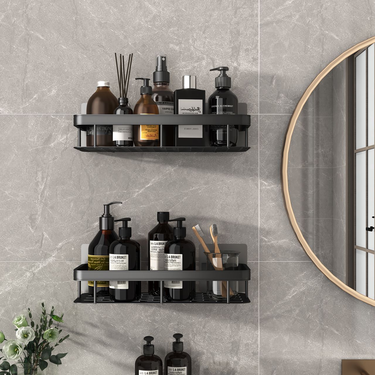 Square Suction Cup Shower Caddy Shelf