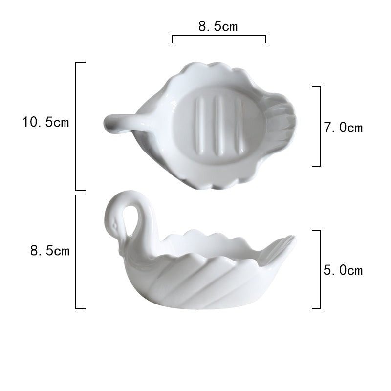 White Ceramic Swan Soap Dish